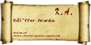 Küffer Aranka névjegykártya